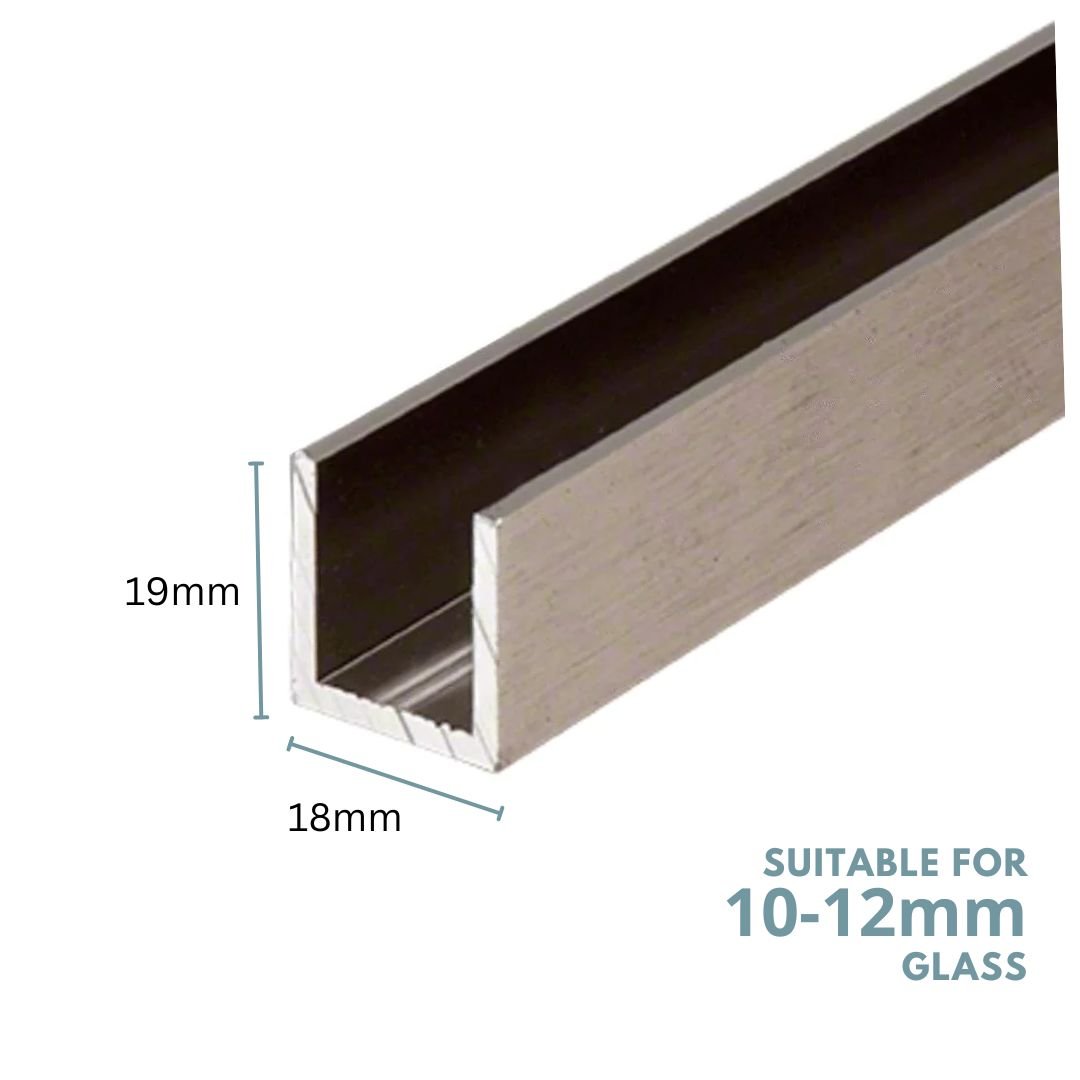 U-Channel Aluminium 18mmx19mmx3000mm Brushed Nickel - Click for more info